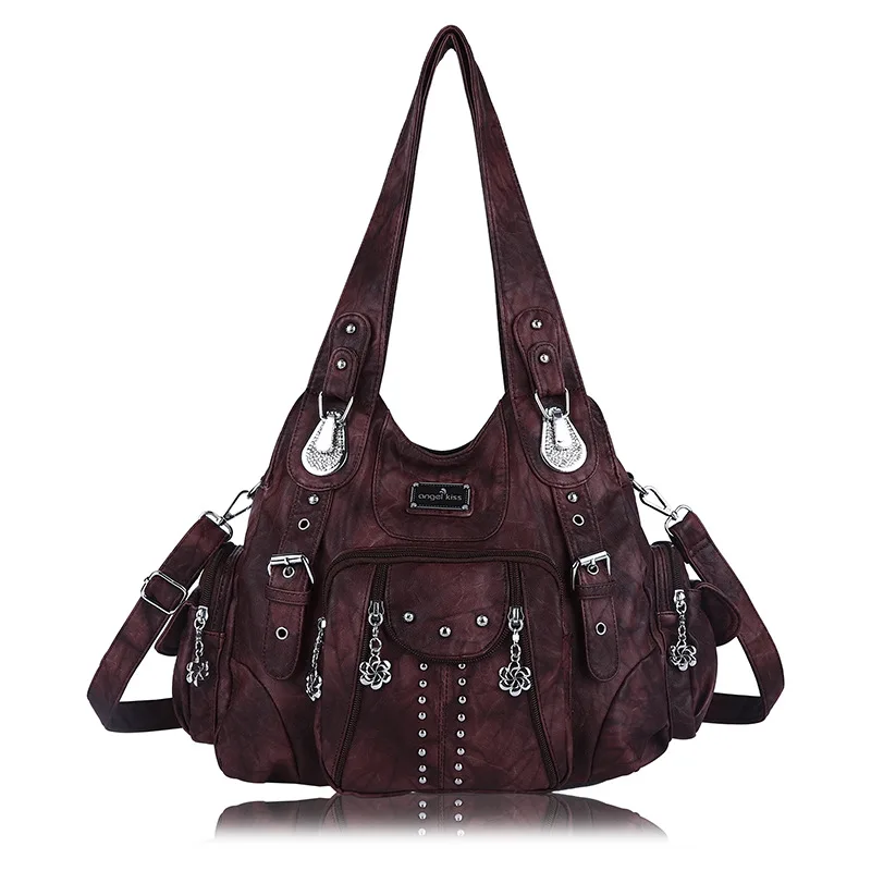 Women Handbags Black Vintage Shoulder Bags Fashion PU Handbag Female Satchel Big-capacity Shoulder Purse Bag bolsa feminina
