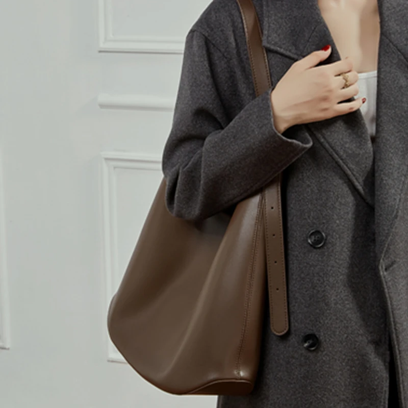 Burminsa Cowhide Genuine Leather Large Hobo Shoulder Bags For Women 2026 Luxury Designer Crossbody Shopper Work Ladies Handbags