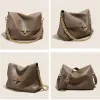 BURMINSA Minimalist Genuine Leather Chain Shoulder Bags For Women 2026 Elegant Flap Crossbody Satchel Structured Female Handbags