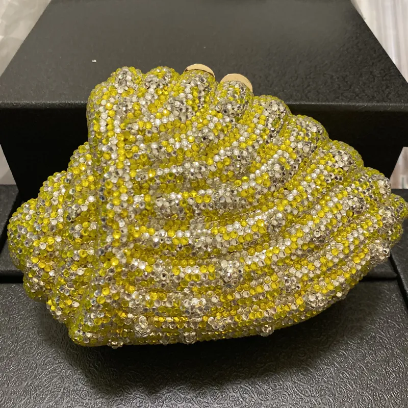 WHTUOHENG Crystal Evening Bag Purse Women Gold Snail Shape Bag Full Diamond Handbags Wedding Clutches Lady Party Prom Purse