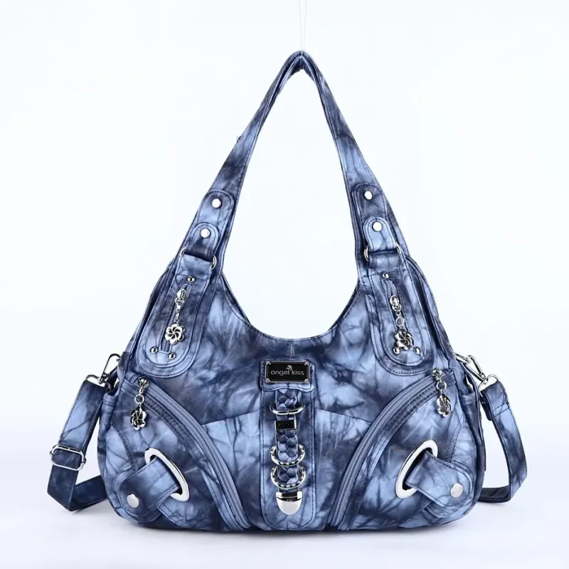 Angel kiss Women Handbags Fashion Shoulder Bag Large Black Tote Top-handle Shopping Pack Multiple Pockets Satchel Lady Purse