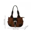 Women Handbag Brown PU Shoulder Bag Satchel Top-handle Shoulder Bag Fashion Dumpling Pack Multi-pockets Shoulder Bags