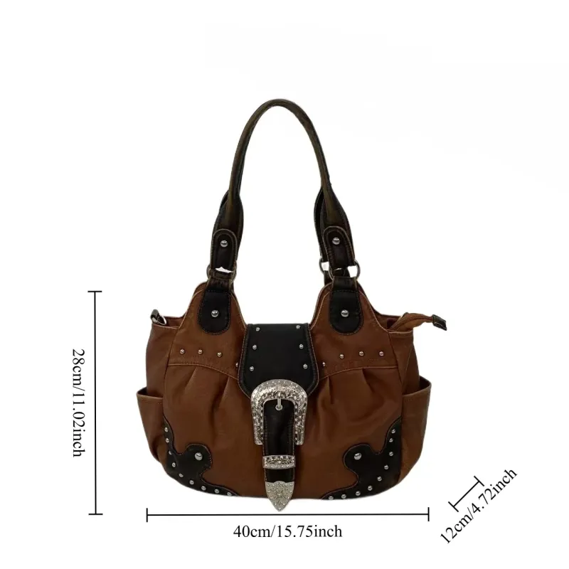 Women Handbag Brown PU Shoulder Bag Satchel Top-handle Shoulder Bag Fashion Dumpling Pack Multi-pockets Shoulder Bags