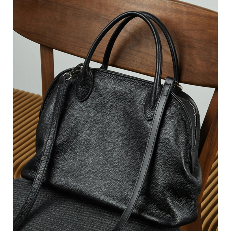 Burminsa Cowhide Genuine Leather Large Shell Tote Handbags For Women 2025 Luxury Designer Office Ladies Shoulder Crossbody Bags