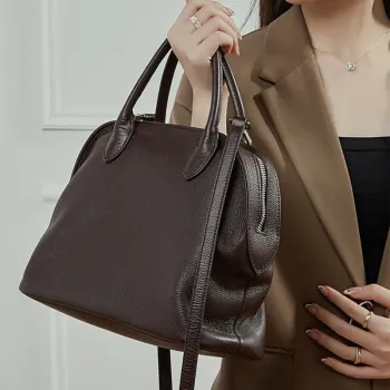 Burminsa Cowhide Genuine Leather Large Shell Tote Handbags For Women 2025 Luxury Designer Office Ladies Shoulder Crossbody Bags