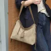 BURMINSA Suede Genuine Leather Hobo Shoulder Bags For Women Luxury Designer Soft Bucket Tote Elegant Messenger Ladies Handbags