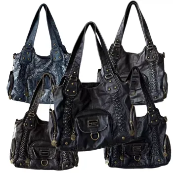 Retro Washed Leather Tote Bag Distressed Braided Detail Shoulder Bag Purse with Antique Gold Hardware Large Hobo Handbag