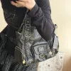 Retro Washed Leather Tote Bag Distressed Braided Detail Shoulder Bag Purse with Antique Gold Hardware Large Hobo Handbag