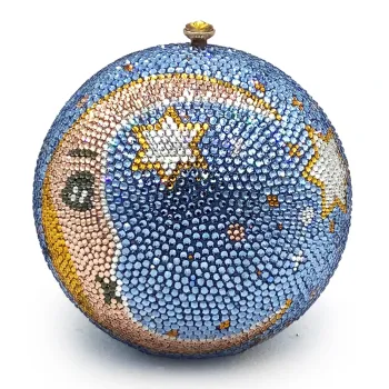 Round Sun Diamond Evening Clutches Bags Luxury Full Rhinestone Wedding Party Purses WHTUOHENG Crystal Women Prom Handbags