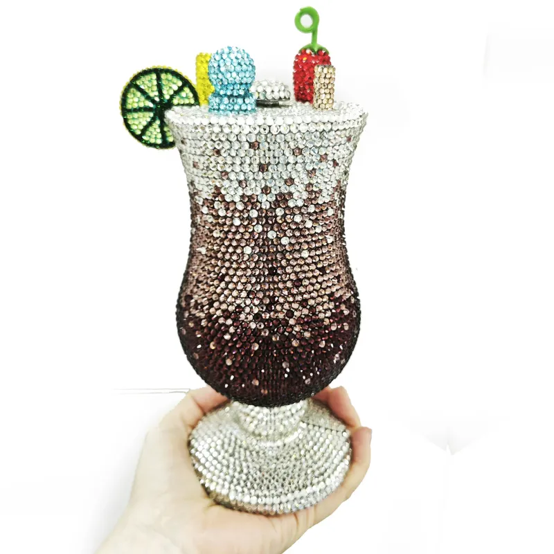 Cocktail Purses Cup Rhinestone Evening Bags Luxury WHTUOHENG Gorgeous Crystal Metal Purses Diamond Handbags Wedding Party Bags