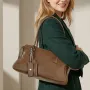 BURMINSA Luxury Genuine Leather Underarm Shoulder Bags For Women Vintage Top Handle Cowhide Boston Purses Office Ladies Handbags