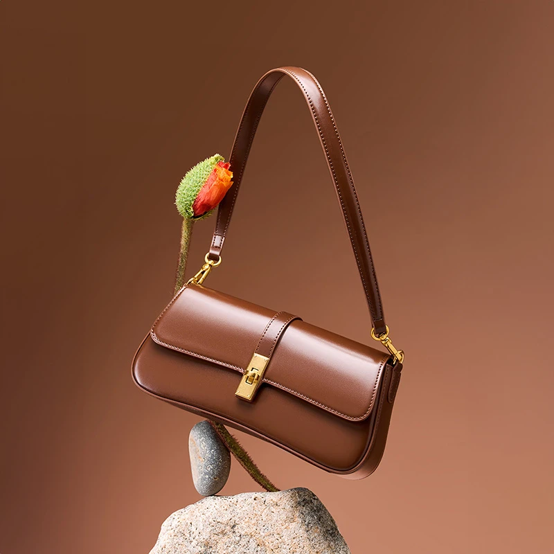 BURMINSA Luxury Genuine Leather Underarm Shoulder Bags Women Elegant Square Small Crossbody Handbags Party Wedding Gift Purses