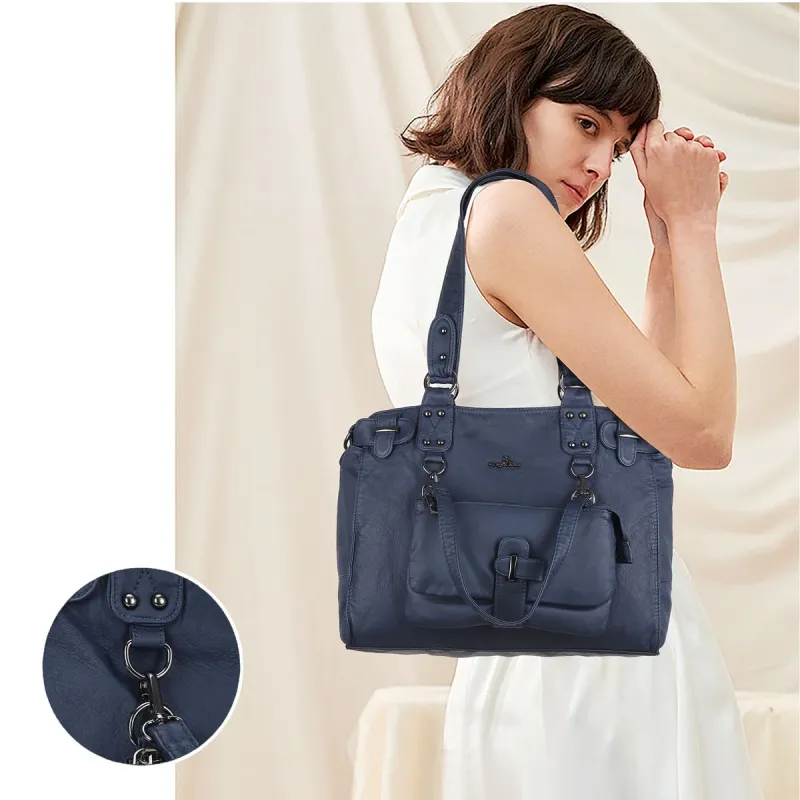 Vintage Women Handbags Fashion Shoulder Bag Large Tote Top-handle Shopping Pack Black Multiple Pockets Satchel Lady Purse
