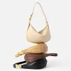 Burminsa Cowhide Genuine Leather Underarm Shoulder Bags For Women 2026 Luxury Designer Crescent Purses Half Moon Ladies Handbags