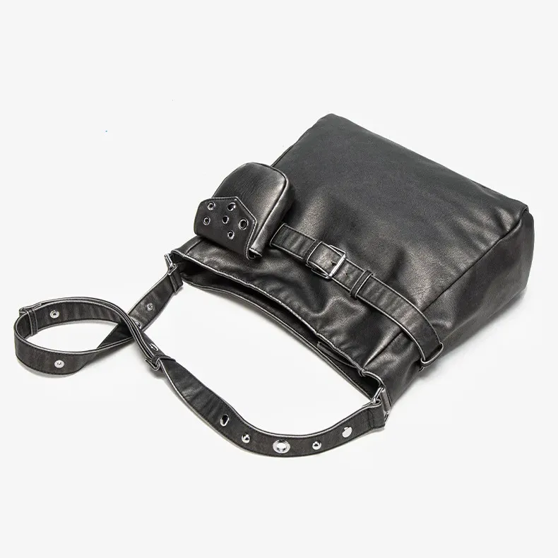 Venn Angel Handbag Soft Leather Shoulder Bag for Women Large Casual Shoulder Bag with Small Bag Vintage Belt Buckle Handbag
