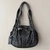 Fashion Small Women's Shoulder Bag Top-Handle PU Leather Satchel Handbag with Phone Pouch And Multi-Pockets Dumpling Pack Style
