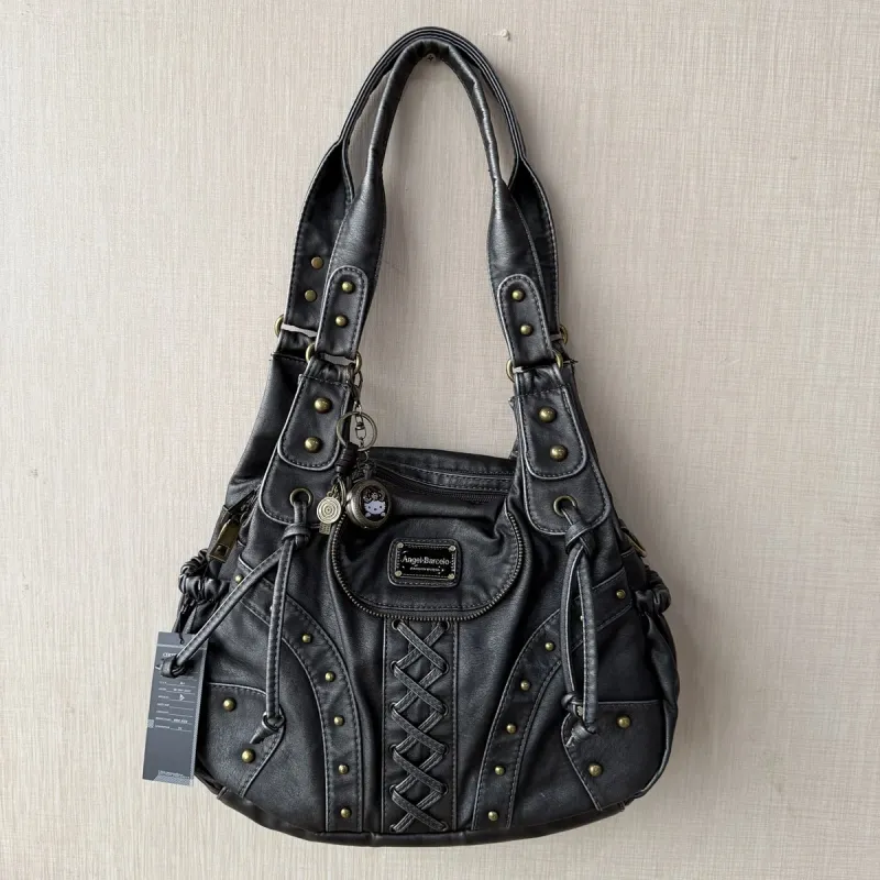 Fashion Small Women's Shoulder Bag Top-Handle PU Leather Satchel Handbag with Phone Pouch And Multi-Pockets Dumpling Pack Style