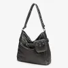 Venn Angel Handbag Soft Leather Shoulder Bag for Women Large Casual Shoulder Bag with Small Bag Vintage Belt Buckle Handbag
