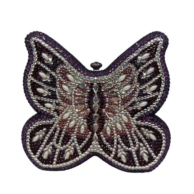 WHTUOHENG Green Butterfly Diamond Evening Bag Wedding Party Women's Crystal Sparkling Purse Rhinestone Clutches Luxury Handbags