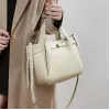 BURMINSA Luxury Genuine Leather Bucket Shoulder Bags For Women Vintage Top Grain Cowhide Crossbody Totes Work Ladies Handbags