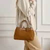 BURMINSA Genuine Leather Suede Tote Bags Women Luxury Metal Clasp Top Handle Shoulder Crossbody Bags Retro Office Work Handbags