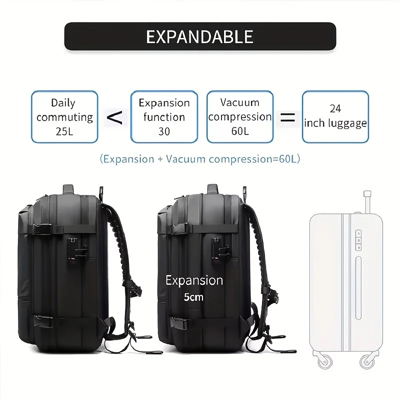 Men's Business Large Capacity Travel Backpack, Vacuum Compressed 17 inch Laptop Backpack, Halloween Christmas Gift, Thanksgiving