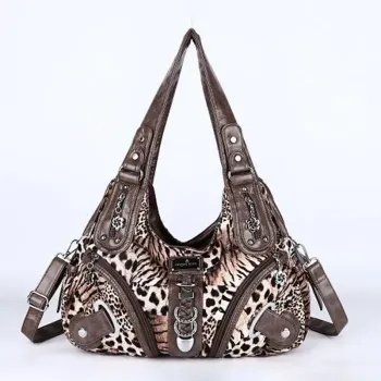 Vintage Women Handbags Fashion Leopard Shoulder Bag Top-handle Handbag Satchel Dumpling Shoulder Bag Tote Hobos Large Purse