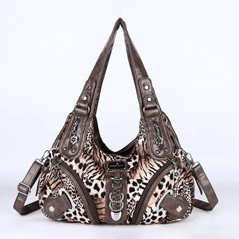 Vintage Women Handbags Fashion Leopard Shoulder Bag Top-handle Handbag Satchel Dumpling Shoulder Bag Tote Hobos Large Purse