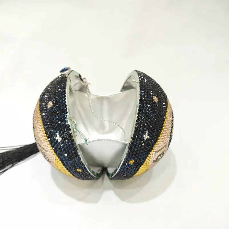Round Sun Diamond Evening Clutches Bags Luxury Full Rhinestone Wedding Party Purses WHTUOHENG Crystal Women Prom Handbags