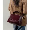 BURMINSA Luxury Genuine Leather Satchel Handbags Women Designer Cowhide Office Work Purses Retro Pillow Shoulder Crossbody Bags