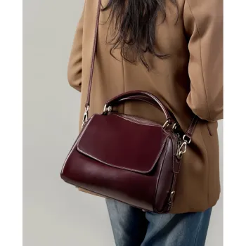 BURMINSA Luxury Genuine Leather Satchel Handbags Women Designer Cowhide Office Work Purses Retro Pillow Shoulder Crossbody Bags