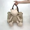 Venn Angel Nylon Women's Handbag Large Fashion Mesh Spliced Shoulder Bag with Bear Doll Design Crossbody Style for Women