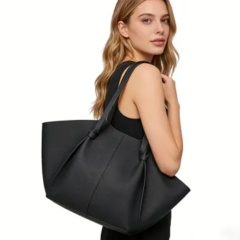 BURMINSA Luxury Genuine Leather Tote Bags For Women Cowhide Commuter Handbags Minimalist Daily Shopping Travel Shoulder Purses