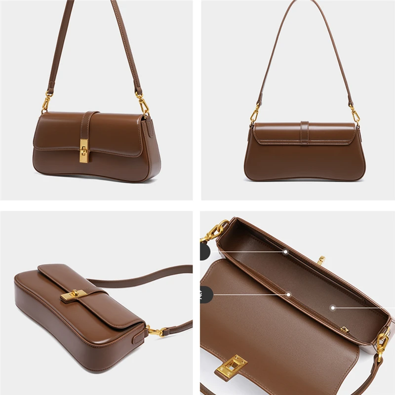 BURMINSA Luxury Genuine Leather Underarm Shoulder Bags Women Elegant Square Small Crossbody Handbags Party Wedding Gift Purses