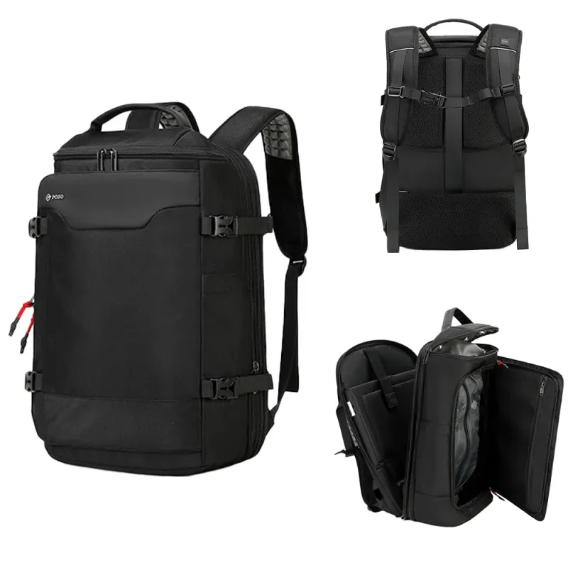 Large capacity, expandable capacity, vacuum backpack for airplane travel, college students' shoulders, 17-inch computer bag
