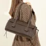 BURMINSA Luxury Genuine Leather Handbags Women French Vintage Underarm Shoulder Bags Cowhide Satchel Tote Pillow Office Purses