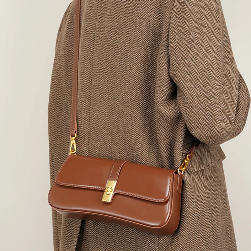 BURMINSA Luxury Genuine Leather Underarm Shoulder Bags Women Elegant Square Small Crossbody Handbags Party Wedding Gift Purses