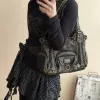 Retro Washed Leather Tote Bag Distressed Braided Detail Shoulder Bag Purse with Antique Gold Hardware Large Hobo Handbag