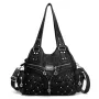 Women PU Shoulder Bag Casual Rivets Bag Hobo Messenger Handbag Satchel Large Tote Bag