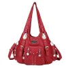 Women Handbags Black Vintage Shoulder Bags Fashion PU Handbag Female Satchel Big-capacity Shoulder Purse Bag bolsa feminina