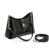 BURMINSA Luxury Genuine Leather Handbags For Women 2026 Designer Glossy Chain Shoulder Bags Oil Wax Crossbody Purses Hobo Totes