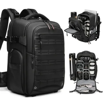 1 DSLR photography bag, multi-functional drone bag, large size with TSA lock, dry wet separation, 17 inch laptop integrated bac