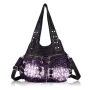 Vintage Bag Women PU Shoulder Bag Purple Casual Multiple Pockets Bag Hobo Messenger Shoulder Bag Satchel Large Tote Bag