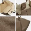 BURMINSA Luxury Genuine Leather Tote Bags For Women Cowhide Commuter Handbags Minimalist Daily Shopping Travel Shoulder Purses
