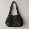 Fashion Small Women's Shoulder Bag Top-Handle PU Leather Satchel Handbag with Phone Pouch And Multi-Pockets Dumpling Pack Style