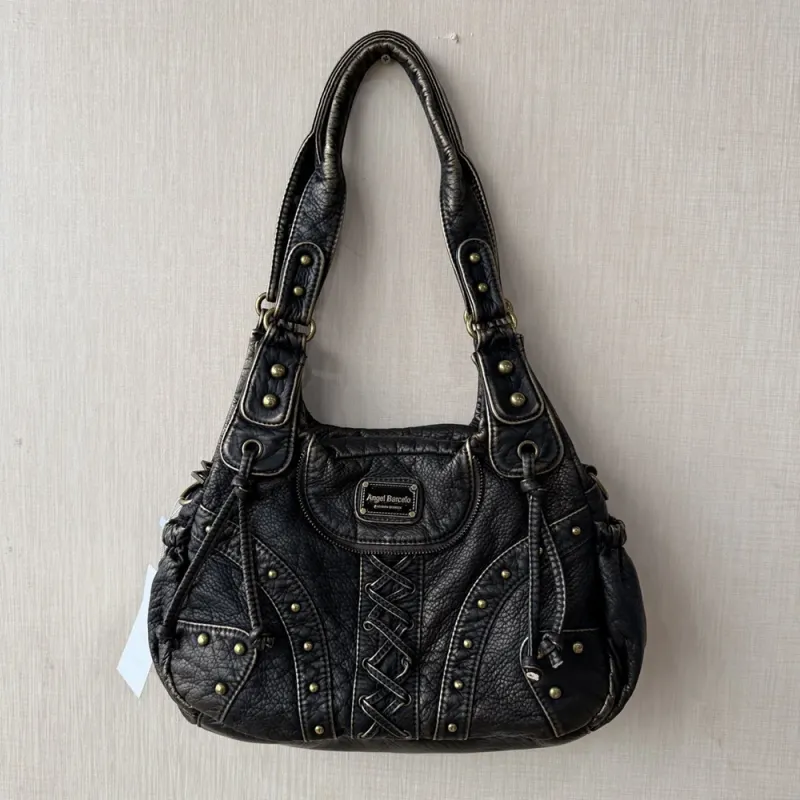 Fashion Small Women's Shoulder Bag Top-Handle PU Leather Satchel Handbag with Phone Pouch And Multi-Pockets Dumpling Pack Style