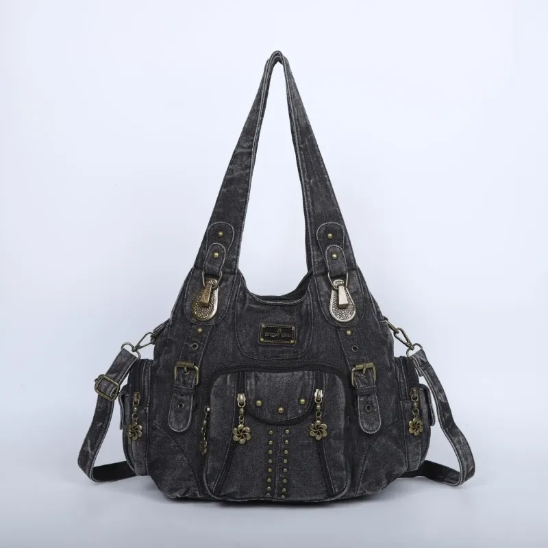 Angel Kiss Women's Fashion Shoulder Bag PU Leather Handbag Large Capacity Satchel Vintage Female Shoulder Bag Phone Pouch