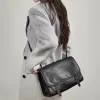 BURMINSA Genuine Cowhide Leather Satchel Bags Women Luxury Designer Vintage Crossbody Shoulder Bags Work Office Tote Handbags