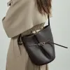BURMINSA Luxury Genuine Leather Bucket Bags For Women Designer Minimalist Shoulder Crossbody Purses Elegant Work Tote Handbags