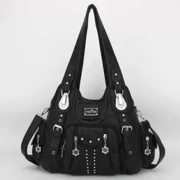 Women Handbags Black Vintage Shoulder Bags Fashion PU Handbag Female Satchel Big-capacity Shoulder Purse Bag bolsa feminina